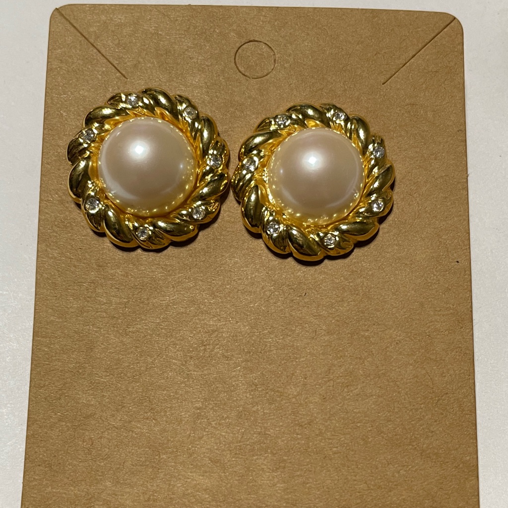 Marvella Gold And Pearl Stud Earrings 10$